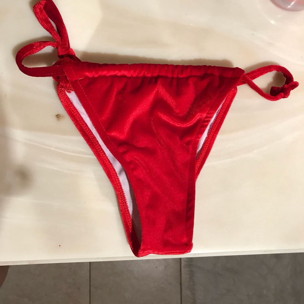 Bright red bathing suit